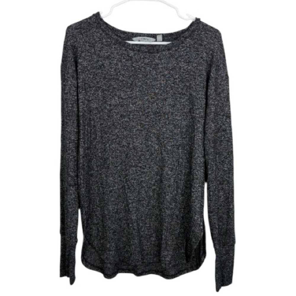 Athleta Heathered Dark Gray Long-Sleeve Crew Top Thumb Holes size Small